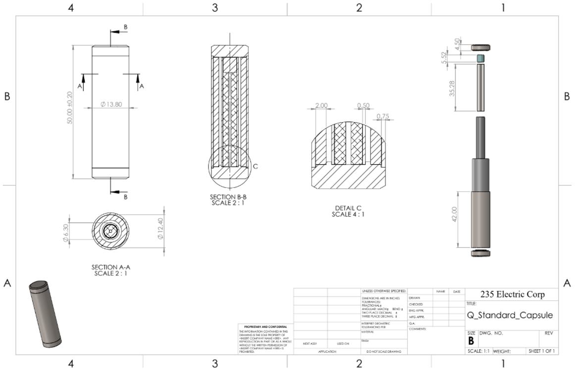 Engineering drawing, Q Standard Capsule specification
